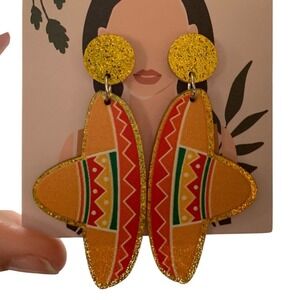 Sombrero‎ Earrings Fiesta Dangle Drop Earrings Cinco De Mayo Party Fun
